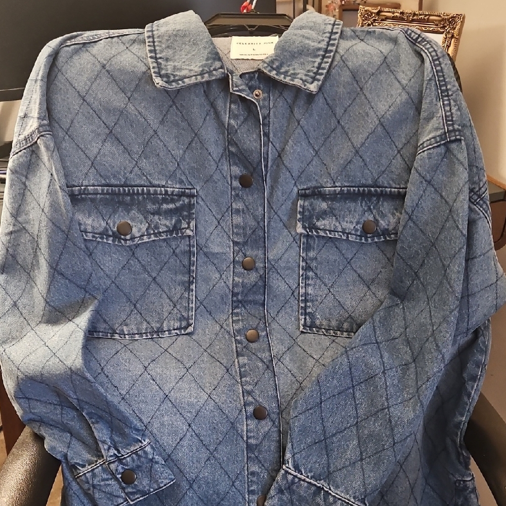 Blue Quilted Denim Jacket